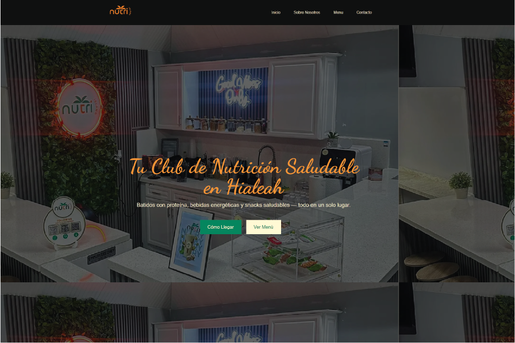 Website design for Nutri Island, a nutrition club in Hialeah